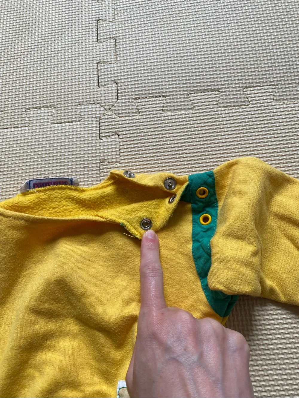 Vintage Catimini Yellow Two-Piece Baby Outfit with Teal Trim Size 2T